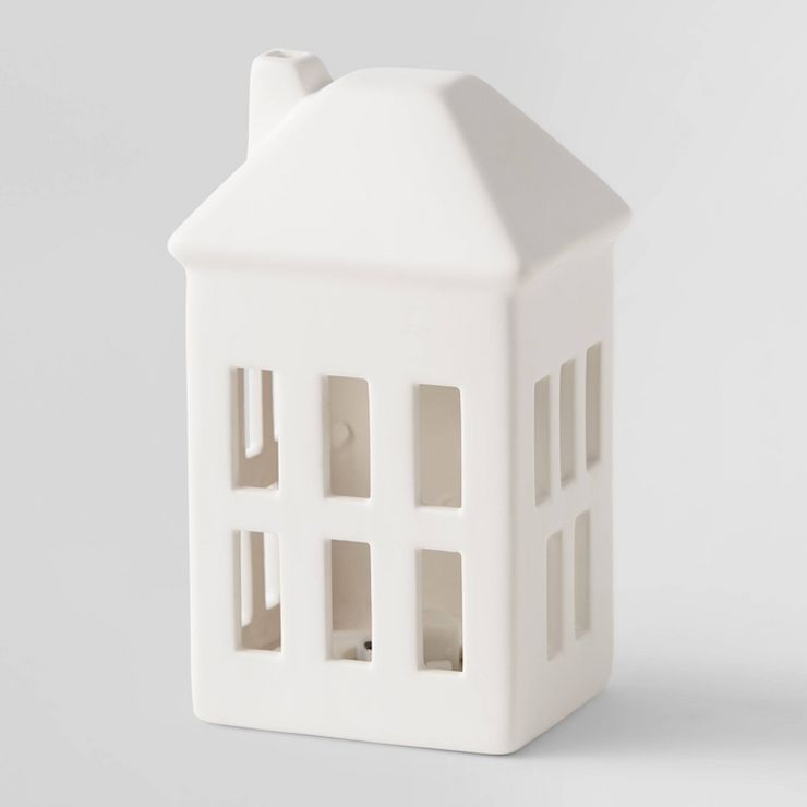 6" Battery Operated Lit Decorative Ceramic House with 6 Windows White - Wondershop™ | Target