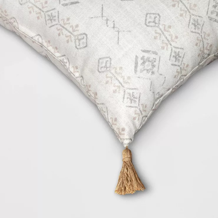 Block Floral Outdoor Throw Pillow Ivory - Threshold™ | Target