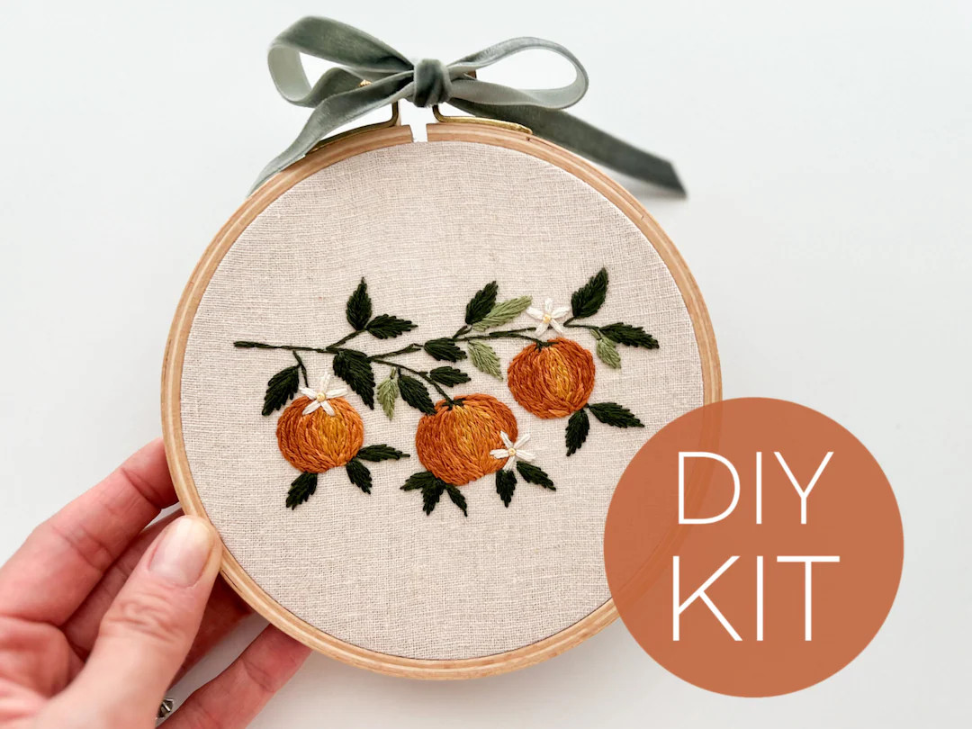 Orange Branch embroidery kit, beginner embroidery DIY kit, oranges embroidery pattern, Stick & St... | Etsy (US)