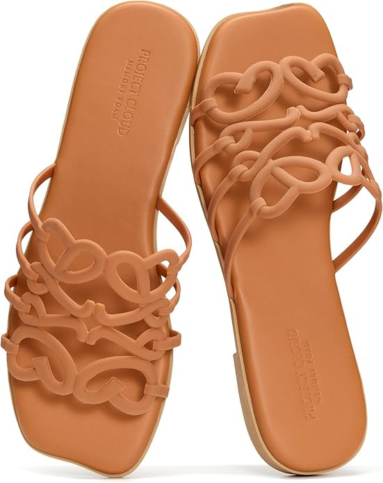Project Cloud Womens Sandals with Memory Foam - Eco Crafted Leather Sandals for Women 2026 - Flat... | Amazon (US)