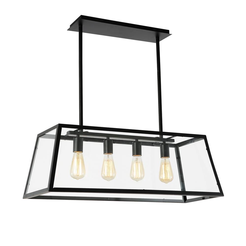 Light Society Morley 4-Light Black Chandelier with Clear Glass Shade-LS-C104-BK - The Home Depot | The Home Depot