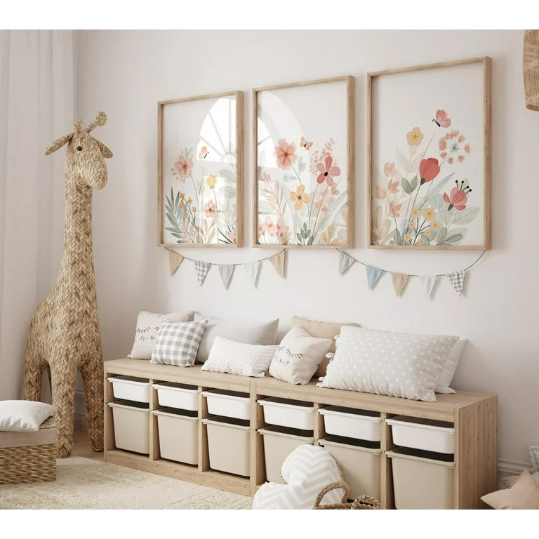 UNFFRAMED Boho Nursery Wall Art, Wildflower Nursery Decor, Floral Nursery, Girl Nursery Decor, Vi... | Walmart (US)