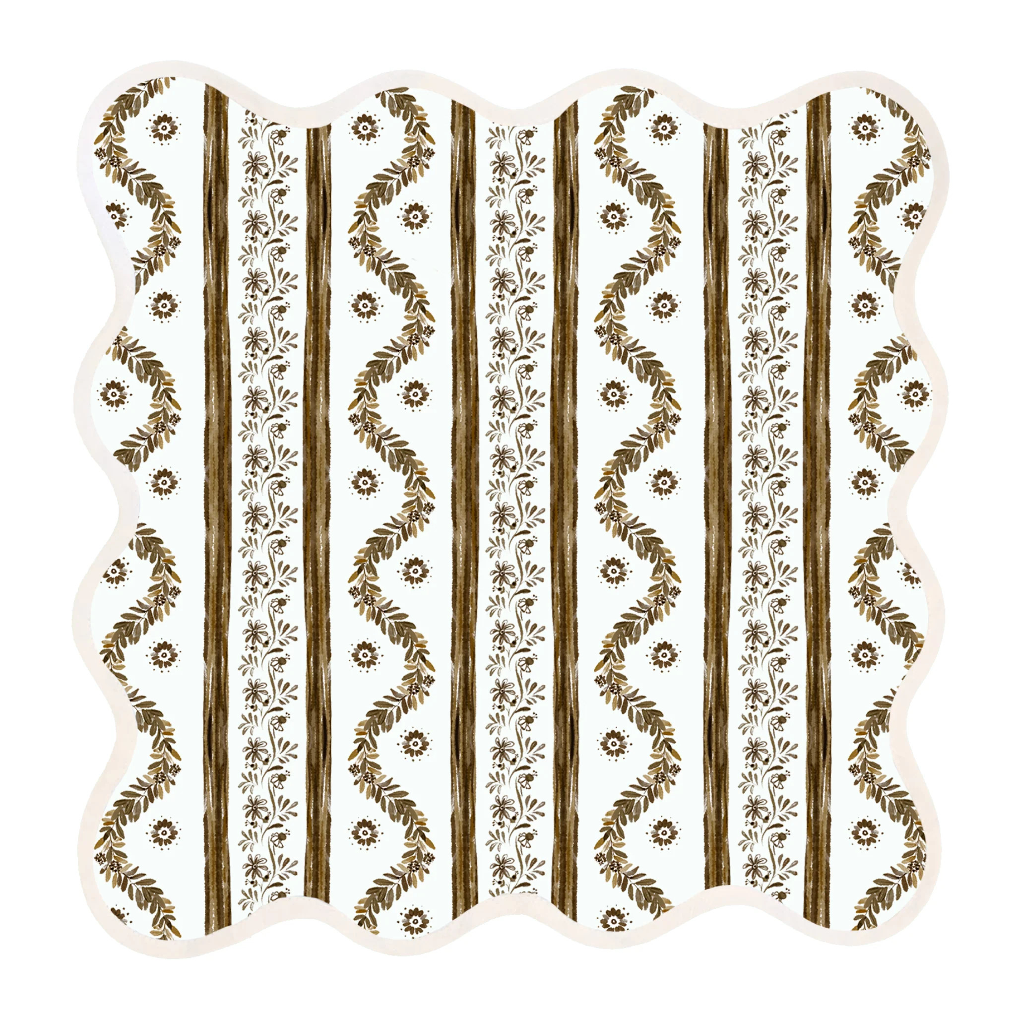 Square Scalloped Placemat, Boxwood Garden - Espresso | The Well Appointed House, LLC