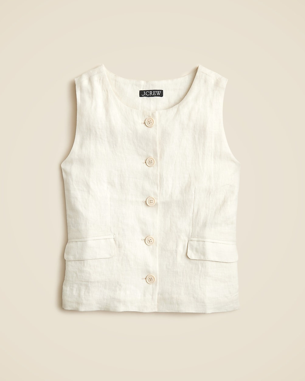 High-neck vest in linen | J. Crew US