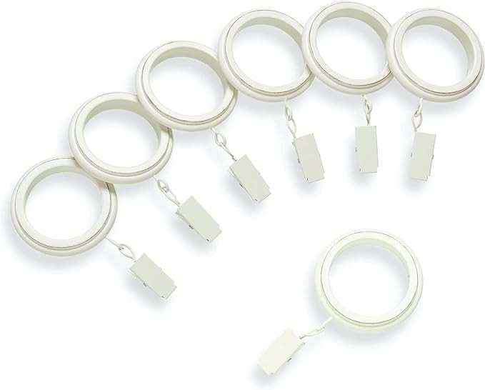 MODE Farmhouse Collection Beveled Curtain Clip Rings, Set of 14 Curtain Rings with Clips, Fits MO... | Amazon (US)