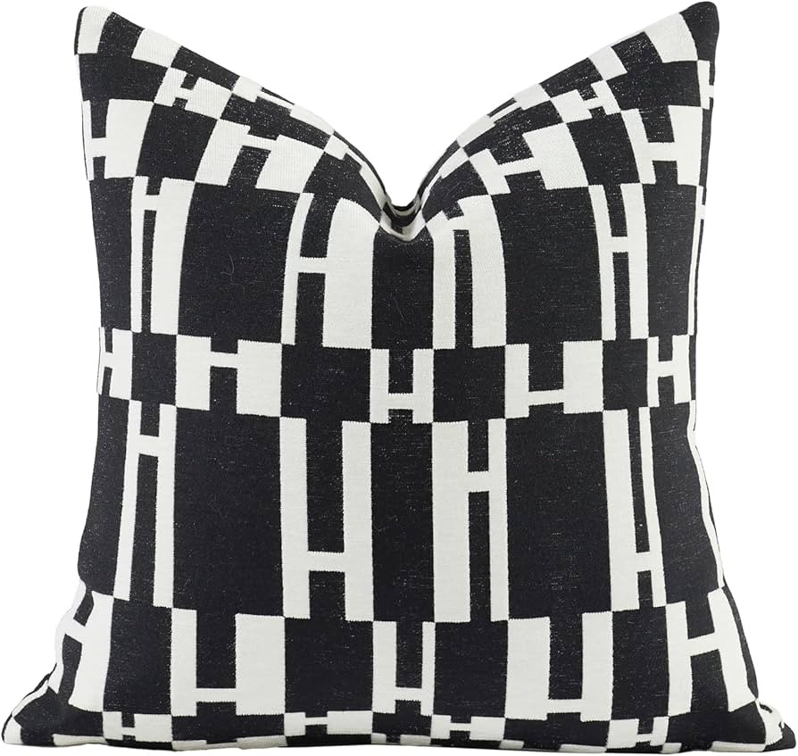 New 20x20'' inches Throw Pillow Cushion Covers - White H Letter Black Color Chenille Jacquard Emb... | Amazon (US)