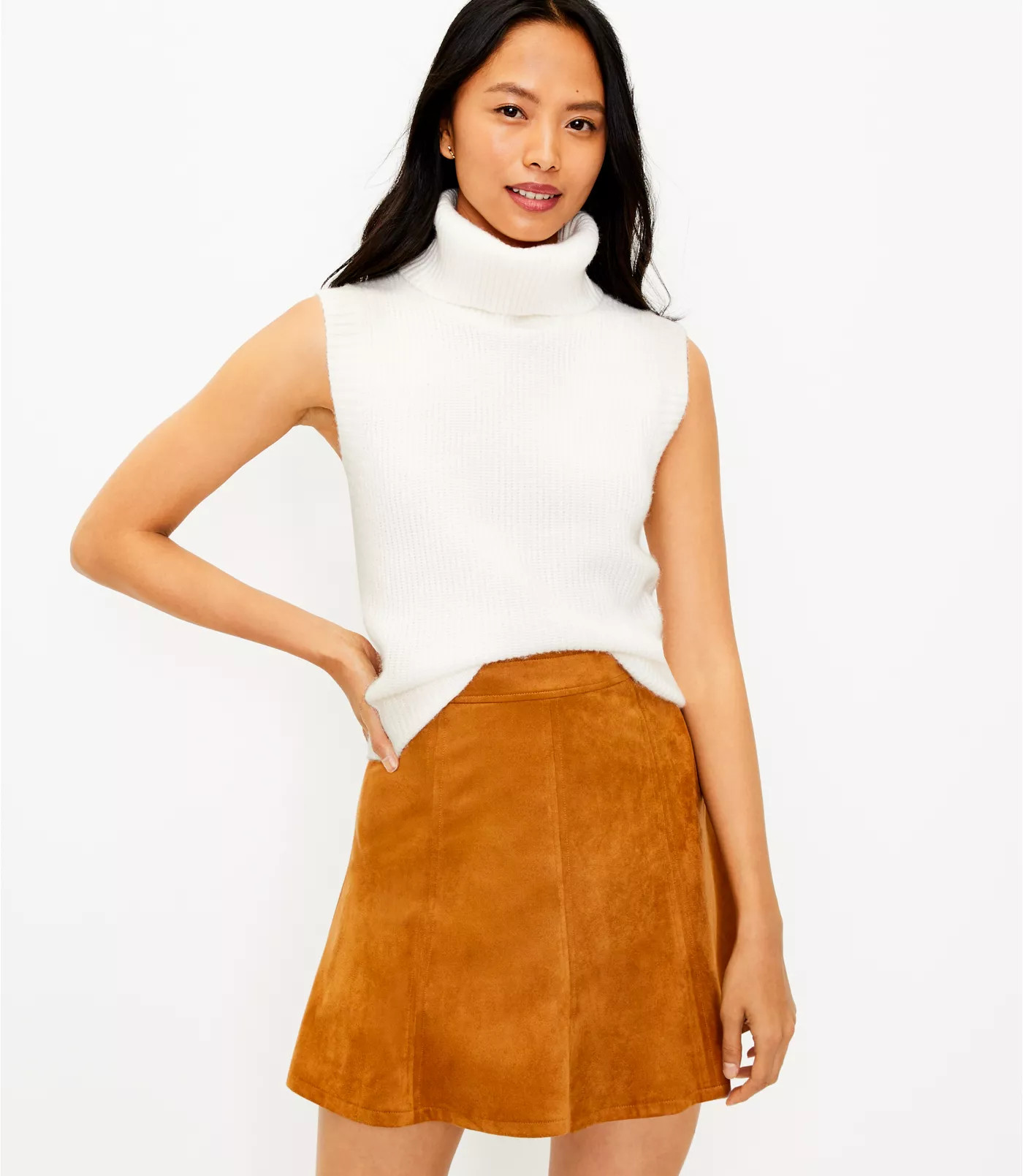 Ribbed Sleeveless Turtleneck Sweater | LOFT | LOFT