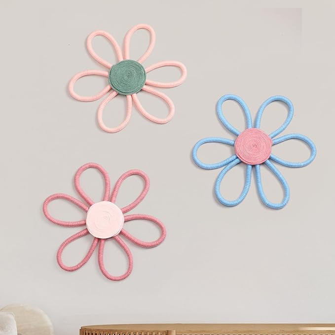 Peryiter 10 Inch Boho Nursery Decor for Girl Woven Daisy Flower Decor Macrame Wall Hanging Bohemi... | Amazon (US)