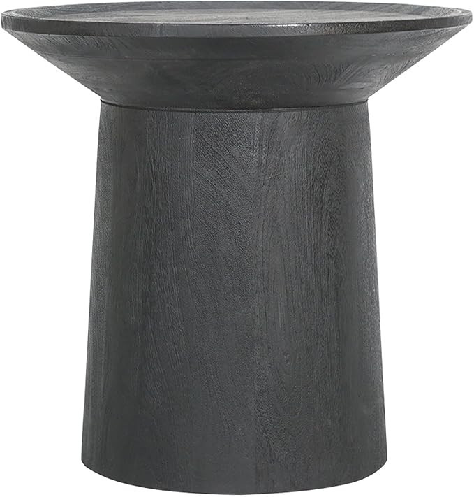Benjara 20 Inch Side End Table, Round Mango Wood Top, Cylindrical Base, Matte Black | Amazon (US)