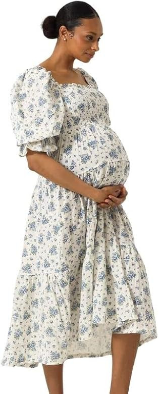 NOTHING FITS BUT Women’s Classic Nursing Cotton Dress, Muslin Washed Kiko Maternity Gown, Casua... | Amazon (US)