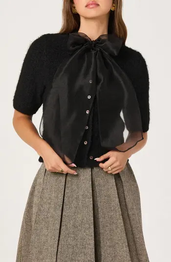 Organza Bow Mixed Media Sweater | Nordstrom