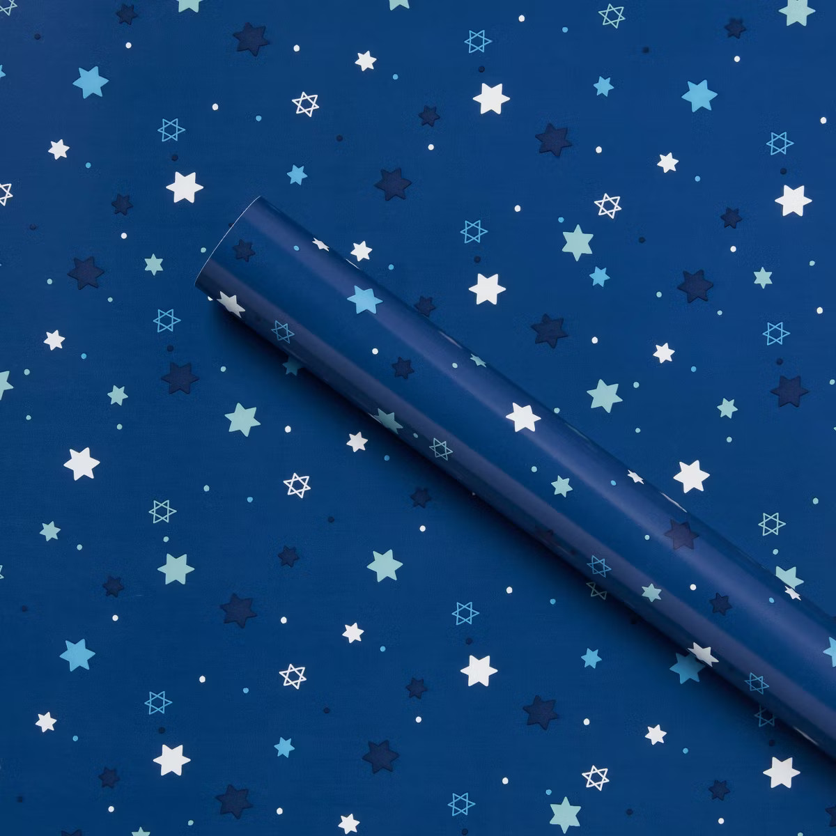 240"x30" Bulk Hanukkah Star and Dot Gift Wrapping Paper Blue - Spritz™ | Target