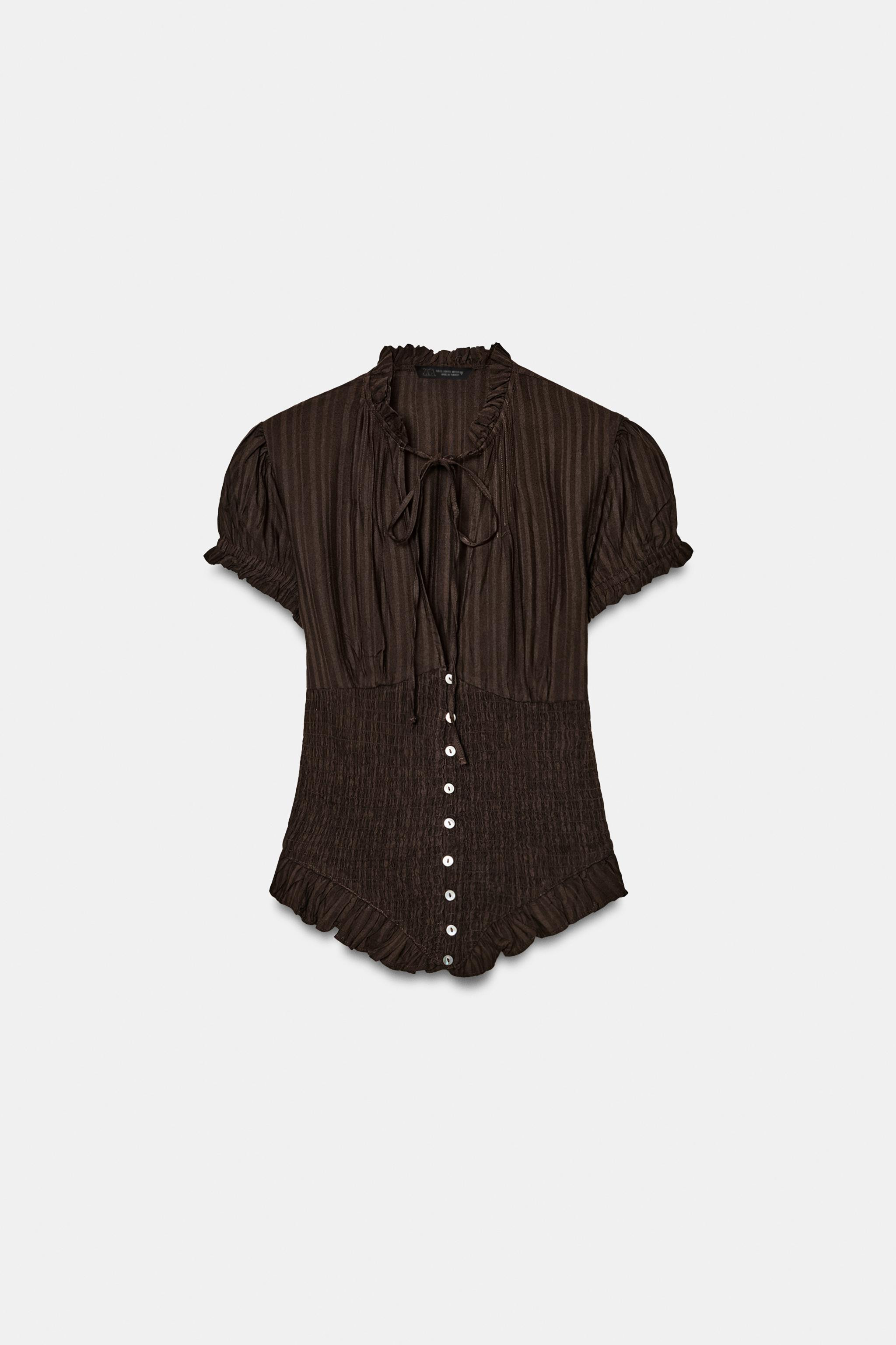 TEXTURED TOP WITH BOW DETAIL | Zara UK