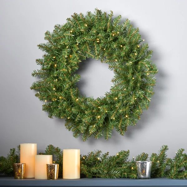24" Lighted Christmas Wreath | Wayfair North America