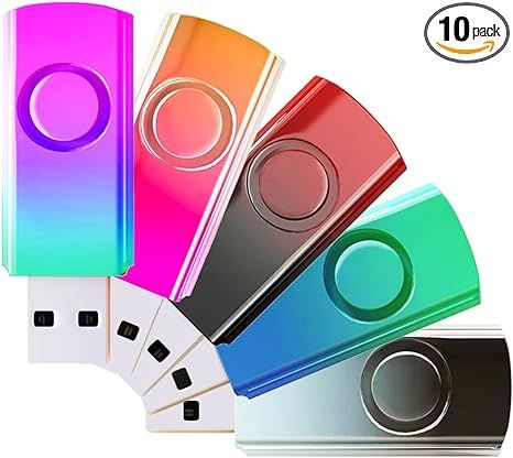 32GB 10 Pack USB Flash Drives Gradient Color USB 2.0 Memory Stick Wholesale Bulk Swivel Design Th... | Amazon (US)