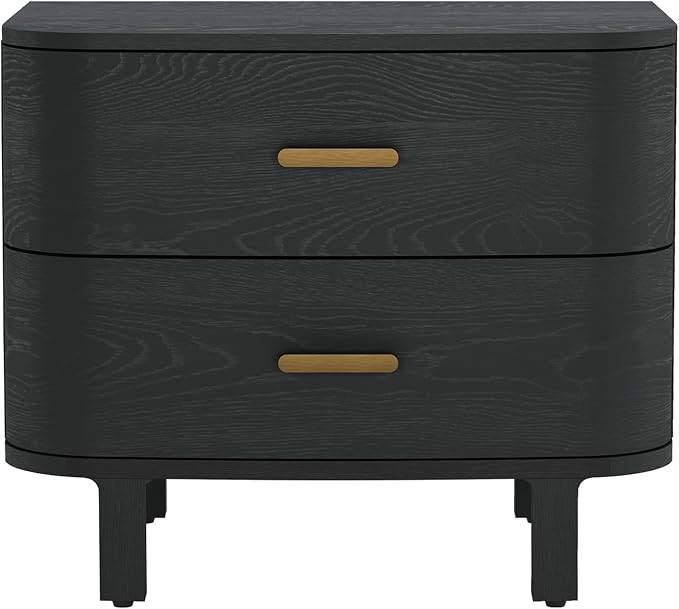 Solara Solid Wood Nightstand with 2 Soft-Close Drawers, Black | Fully Assembled for Immediate Use... | Amazon (US)
