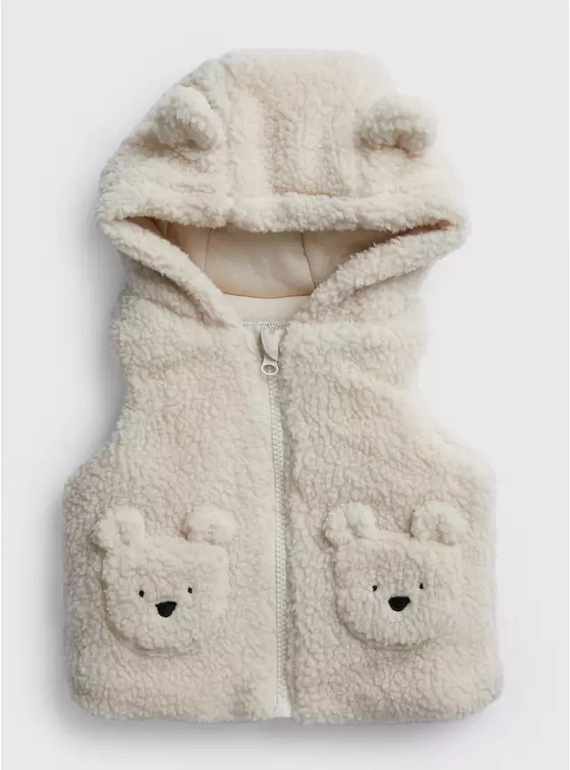Buy Cream Borg Bear Pocket Gilet 6-9 months | Coats and jackets | Tu | Tu Clothing