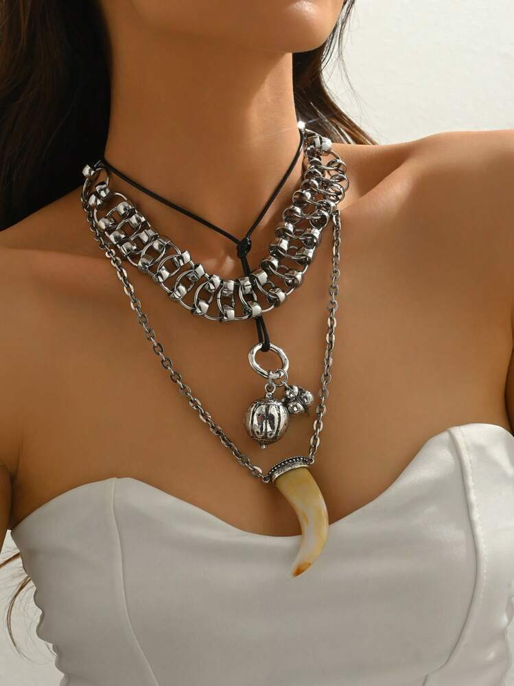 3pcs Fashionable Vintage Multi-Layer Necklace, Suitable For Men And Women, Daily Wear And Gift | SHEIN