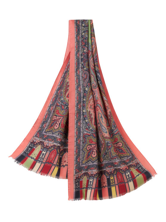 Etro, Écharpe Imprimée En Laine Et Soie, Femme, Rouge | Etro (Global)