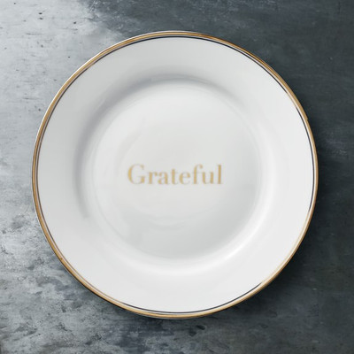 Williams Sonoma Open Kitchen Gold Bistro Salad Plates, Grateful, Set of 4