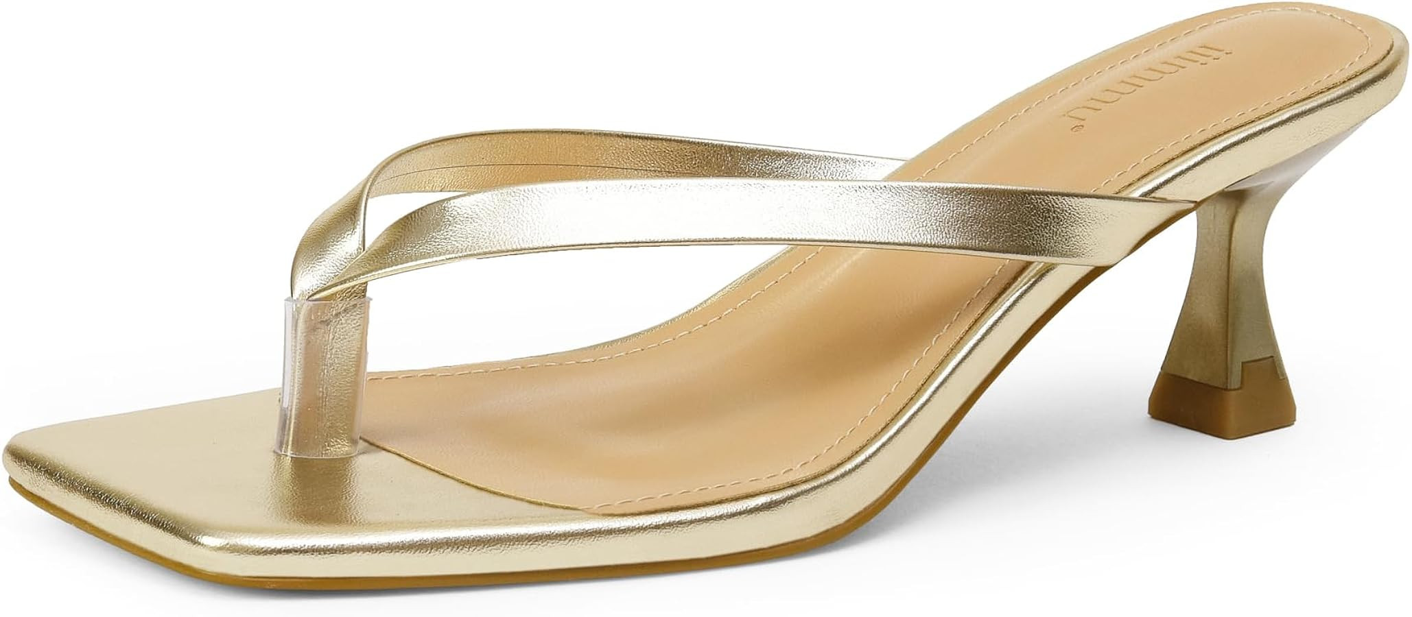 iiimmu Kitten Heels Flip Flops Heeled Thong Sandals for Women Square Open Toe with 2 Inch Low Hee... | Amazon (US)