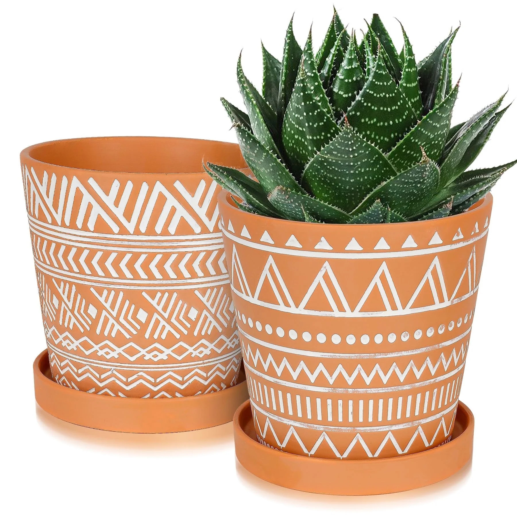 6 inch Planters for Indoor Plants,Ceramic Plant Pots with Drainage Holes and Saucers, Boho Plant ... | Walmart (US)
