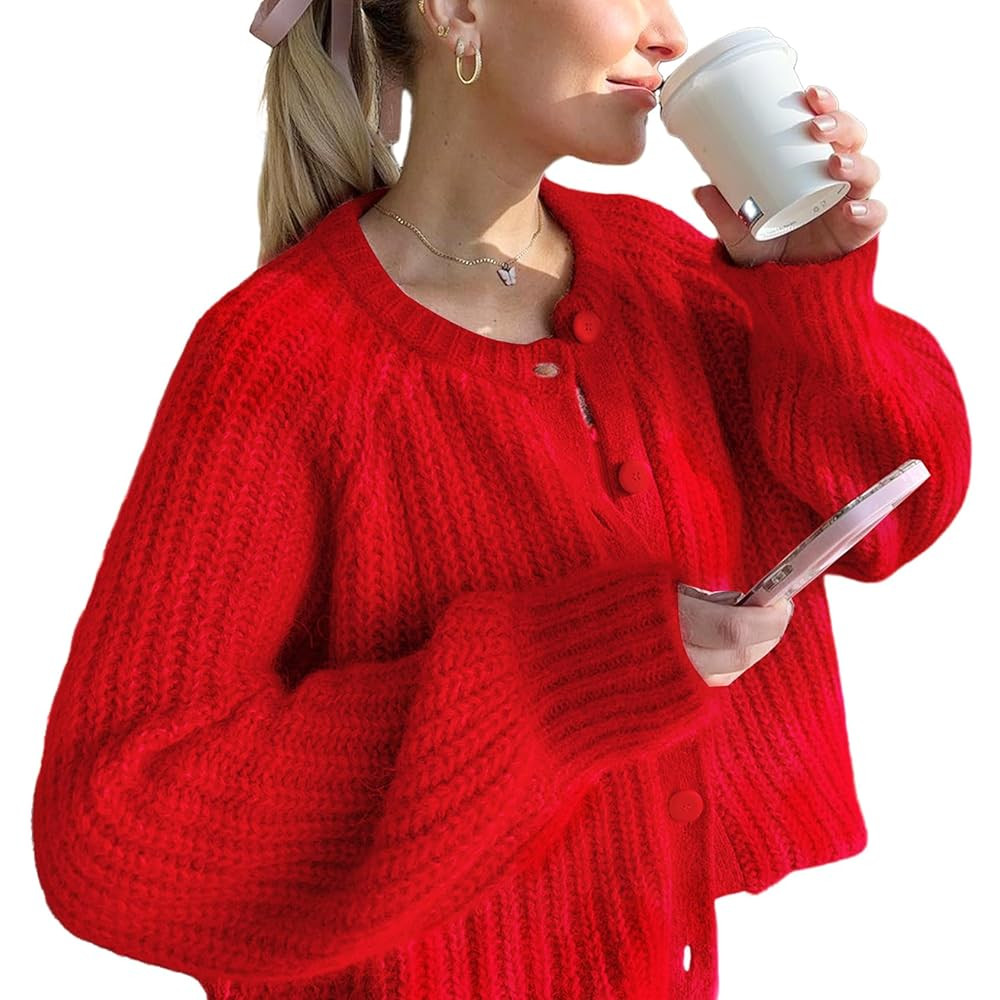 Wyeysyt Womens Cardigan Sweater Button Down Long Sleeve Chunky Soft Knit Sweater Fall Open Front ... | Amazon (US)