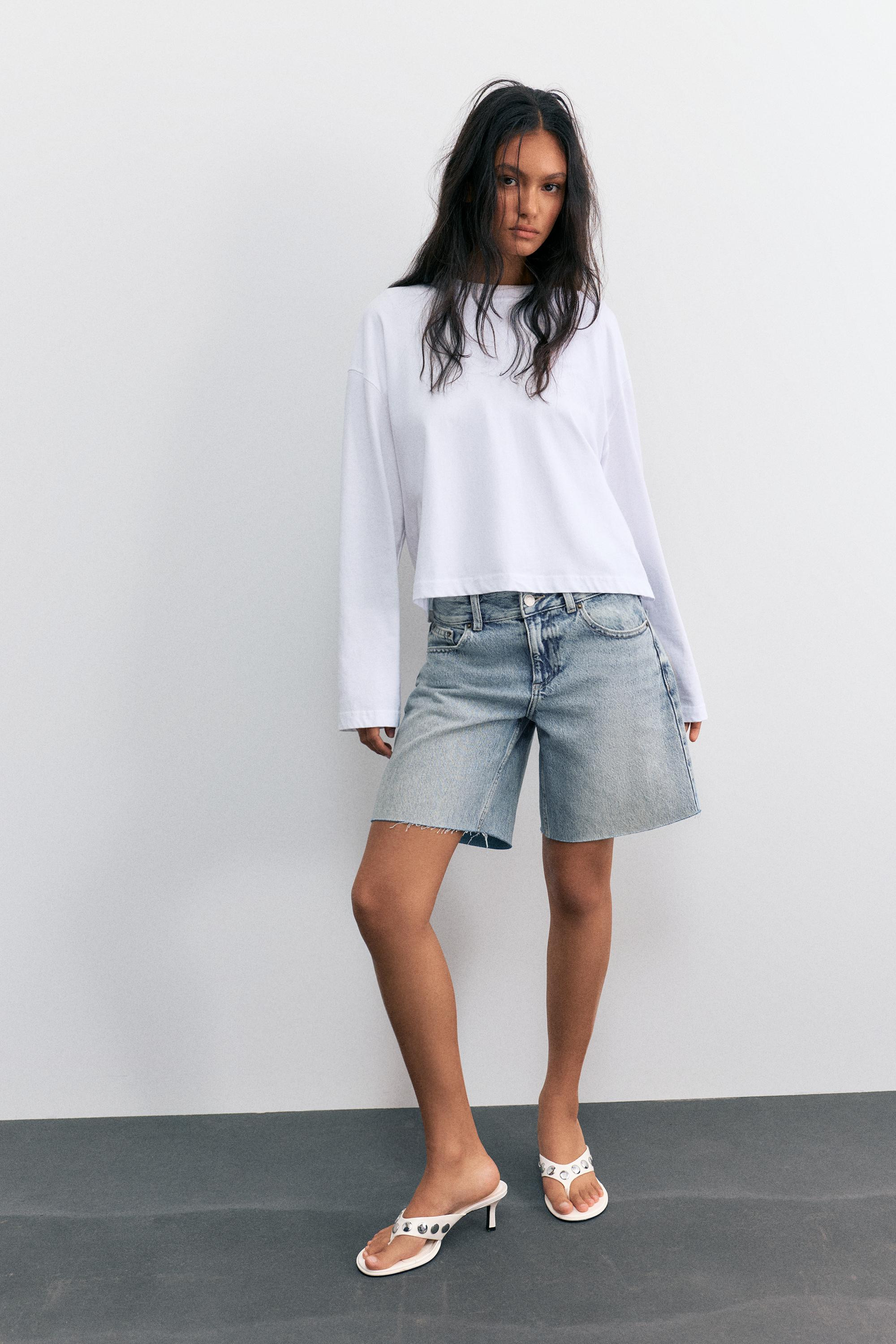 Low-rise denim Bermuda shorts | Pull&Bear United Kingdom | PULL and BEAR UK