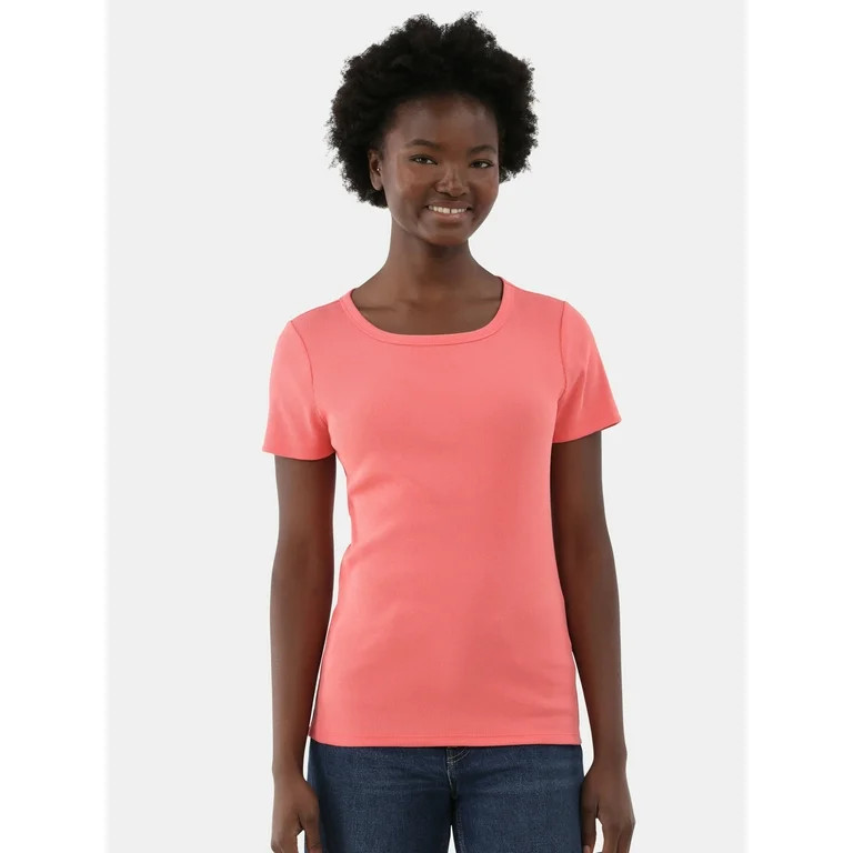 Time and Tru Women's Short Sleeve Rib Tee, Sizes XS - XXXL | Walmart (US)