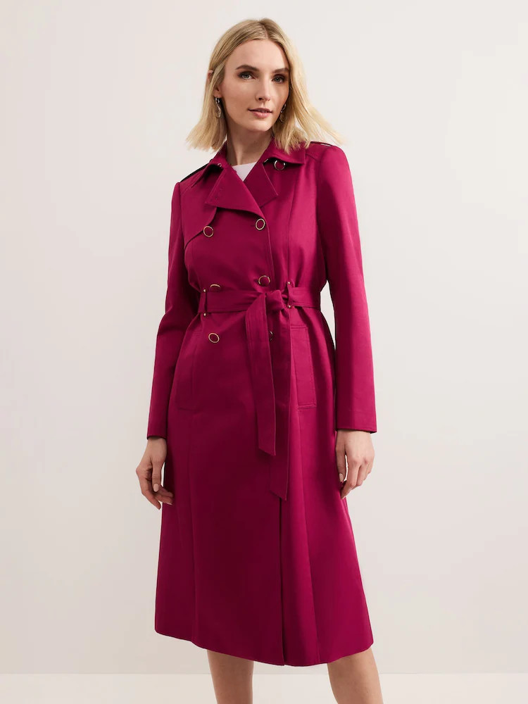 Phase Eight Pink Cheryl Long Fitted Trench Coat | Next EU
