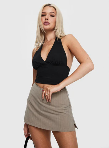 Gigi Skort Beige Pinstripe Tall | Princess Polly US