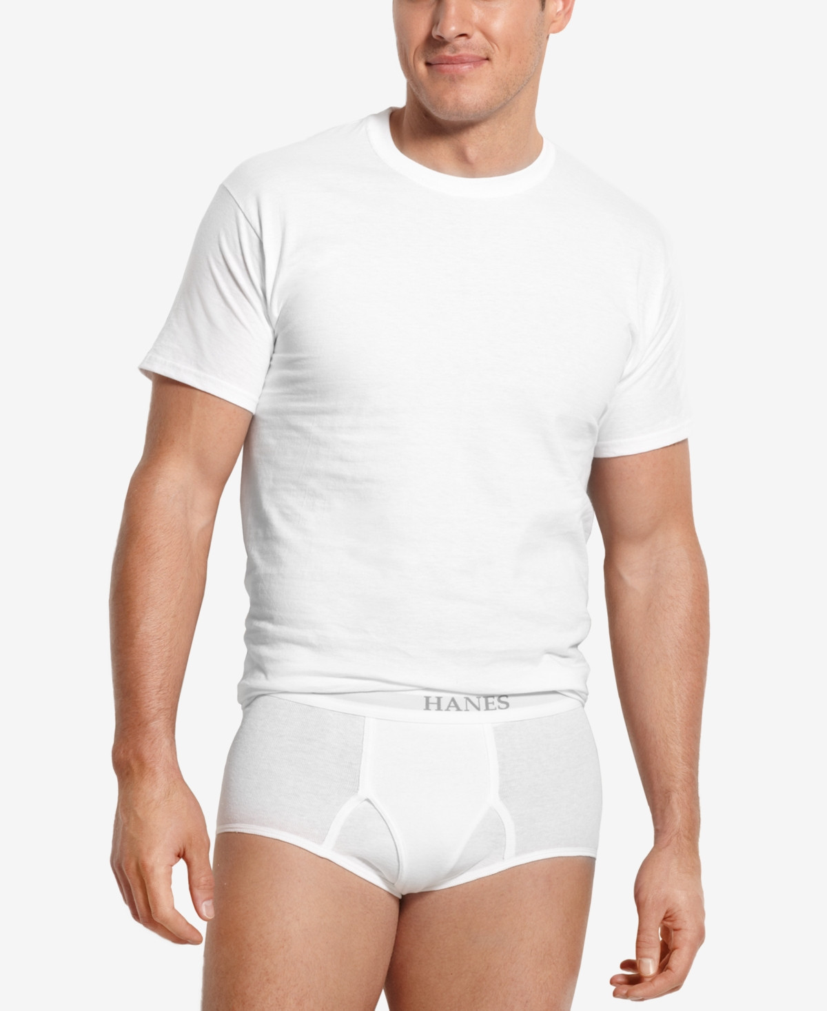 Hanes Men's Big & Tall 4-Pk. Cotton Crew-Neck Undershirts - White | Macy's