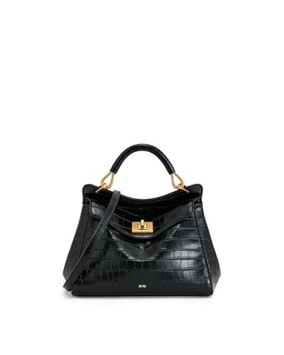 JW PEI Women's Lucia Classic Top Handbag - Black Croc | Amazon (US)