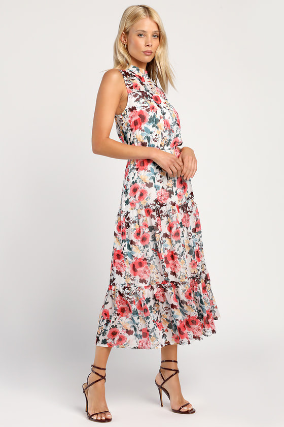 In My Dreams White Floral Print Midi Dress | Lulus (US)
