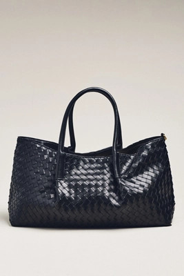 Woven Faux Leather Tote | Anthropologie (US)