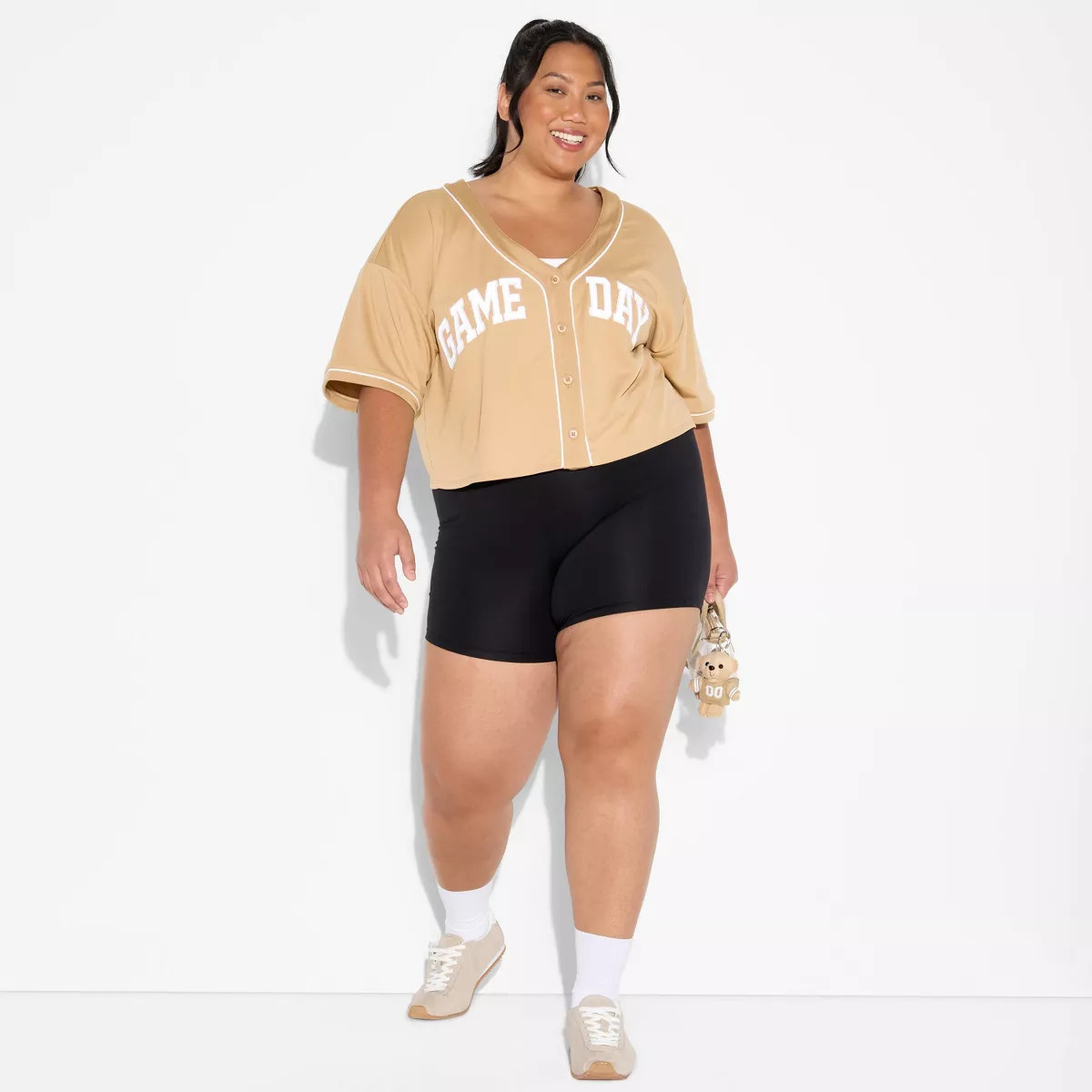 Women's Game Day Cropped Elbow Sleeve V-Neck Athletic Jersey - Wild Fable™ Burgundy 3X | Target