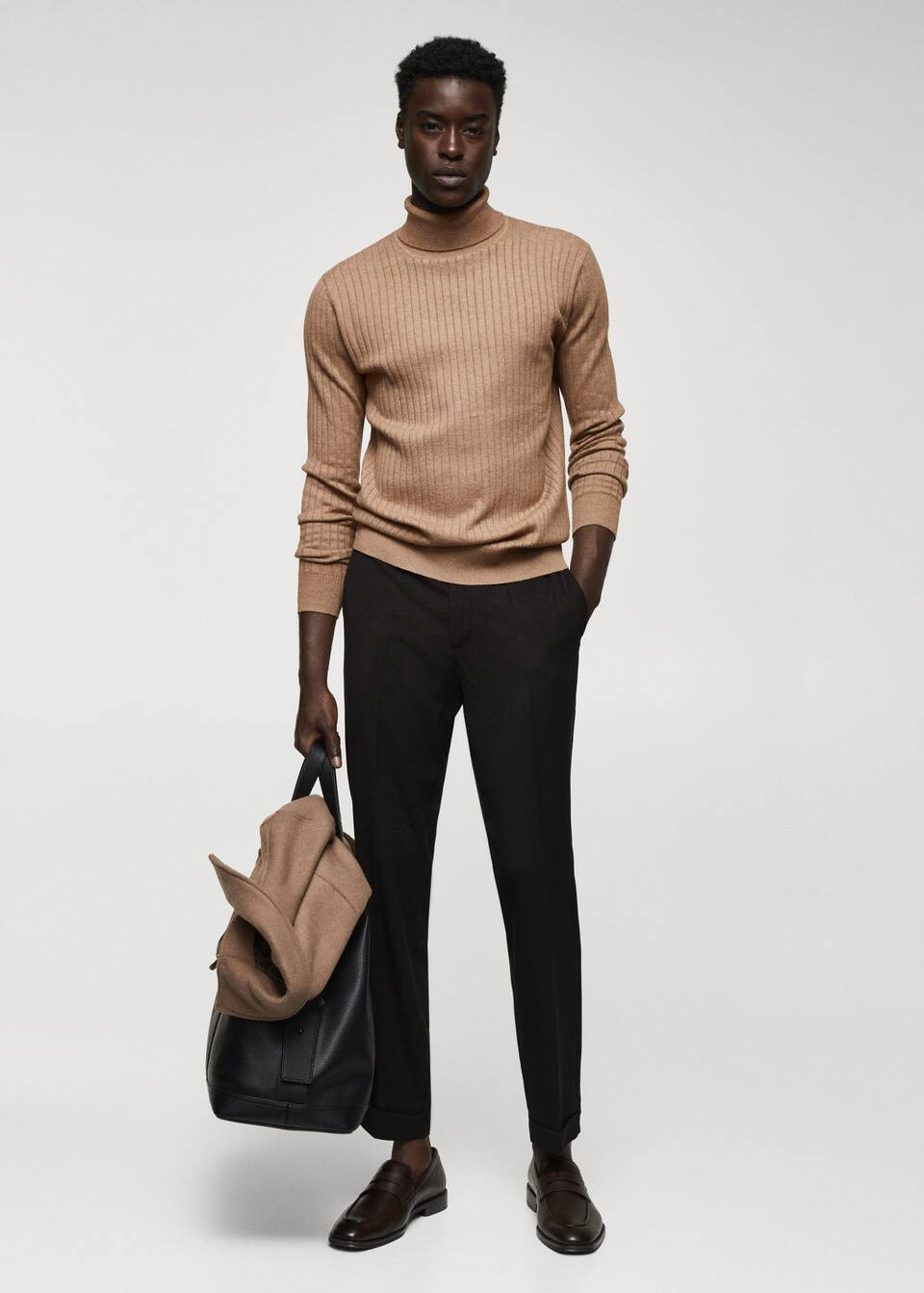 Rolled neck cable sweater -  Men | Mango Man USA | MANGO (US)
