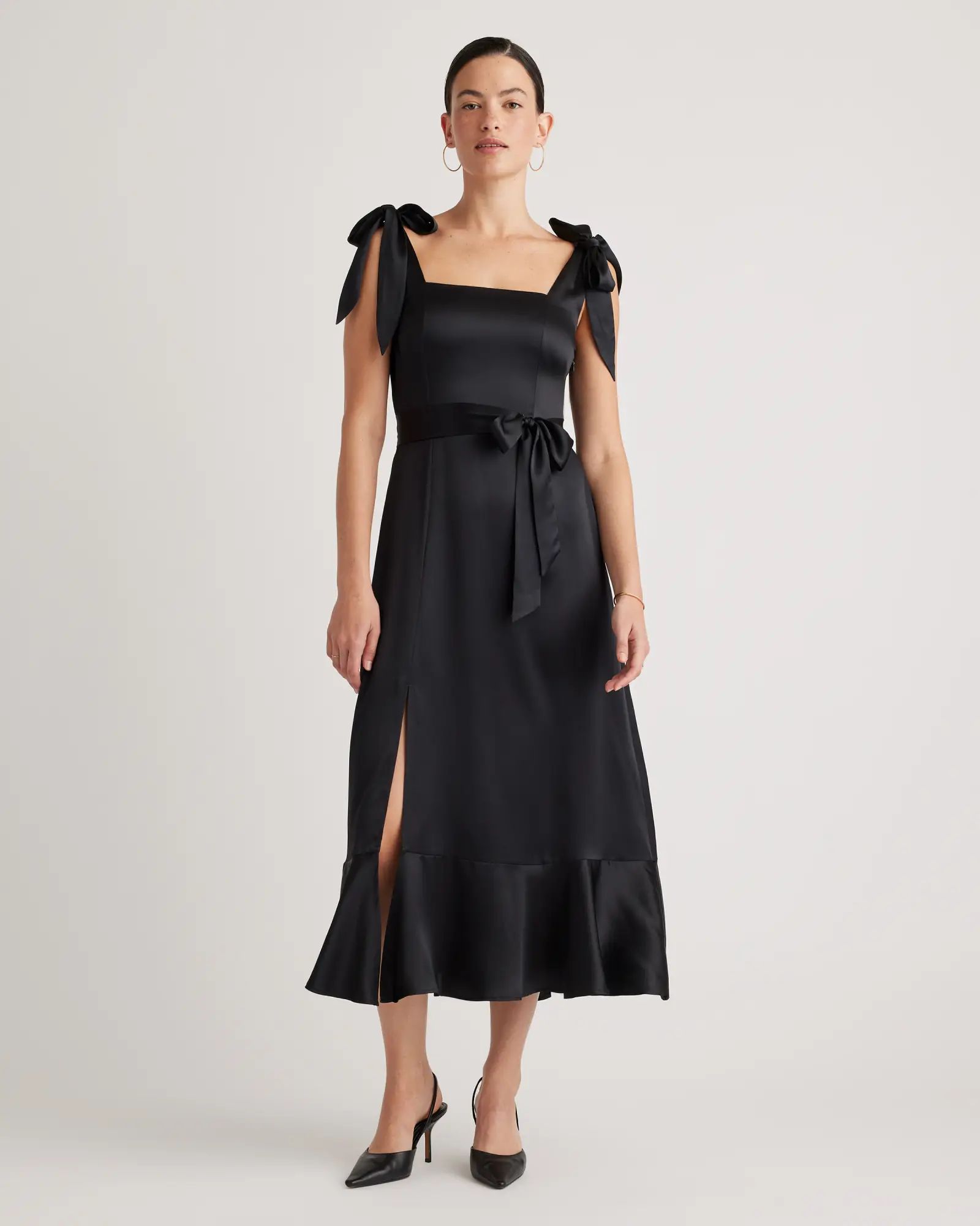 100% Washable Silk Square Neck Midi Dress | Quince