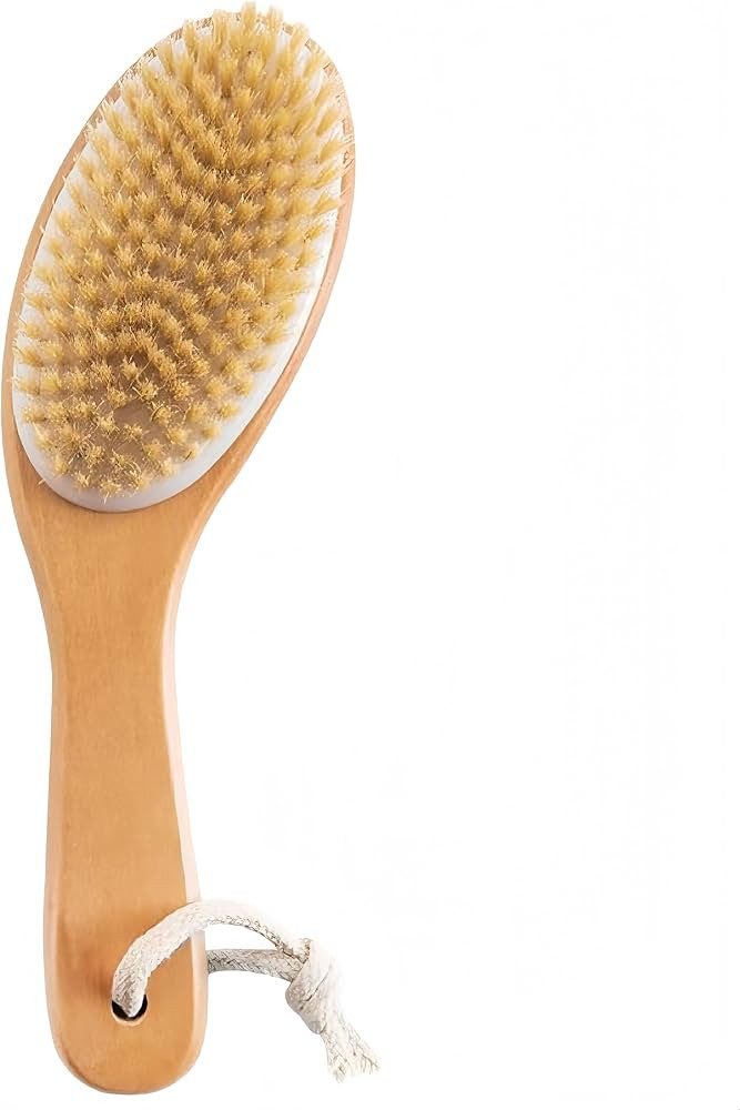 Amazon.com : Dry Brushing Body Brush with Contoured Wooden Handle,Natural Bristle Exfoliating Scr... | Amazon (US)