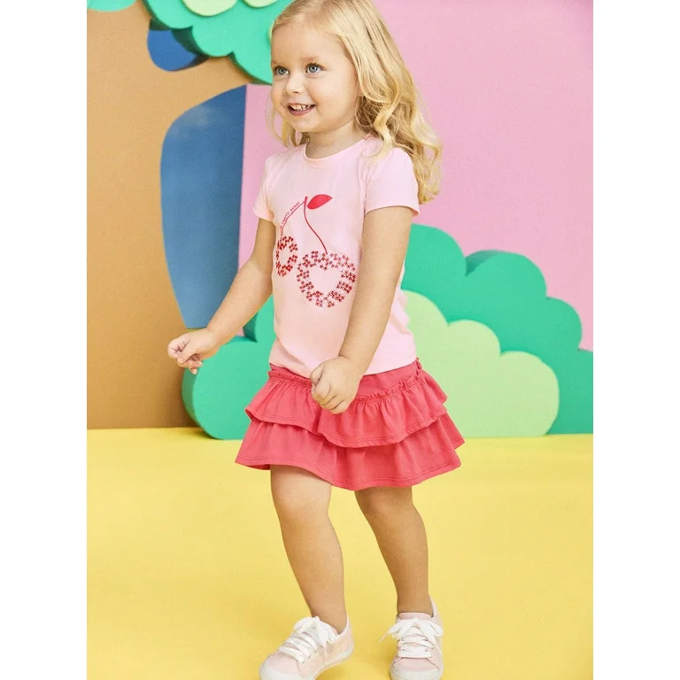Garanimals Toddler Girl Short Sleeve T-Shirt with Sequin Detail, Sizes 18M-5T | Walmart (US)