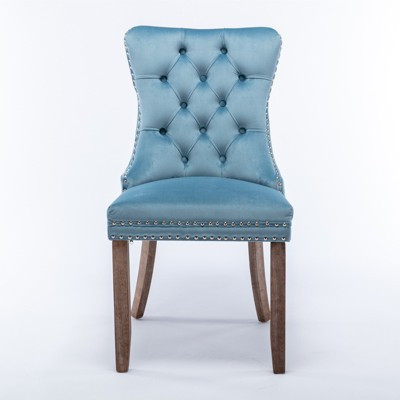 Gulches 2-Piece Dining Chairs - Light Blue Velvet, Tufted Solid Wood Legs with Nailhead Trim, Modern High-End Upholstered Seats | Target