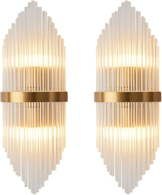 KCO Lighting Elegant Wall Sconce Gold Crystal Wall Mount Light Mid-Century Glass Wall Light Decor... | Amazon (US)