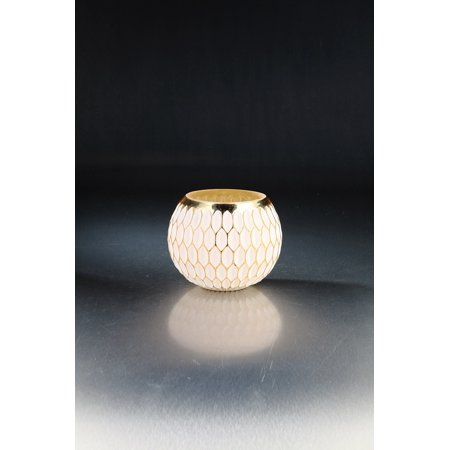 6"" White and Gold Hexagon Designed Round Glass Vase | Walmart (US)