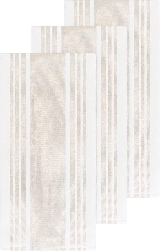Dish Towels Dual Purpose Reversible, 100% Absorbent Cotton, Kitchen Towels Set of 3 Striped, 17" ... | Amazon (US)