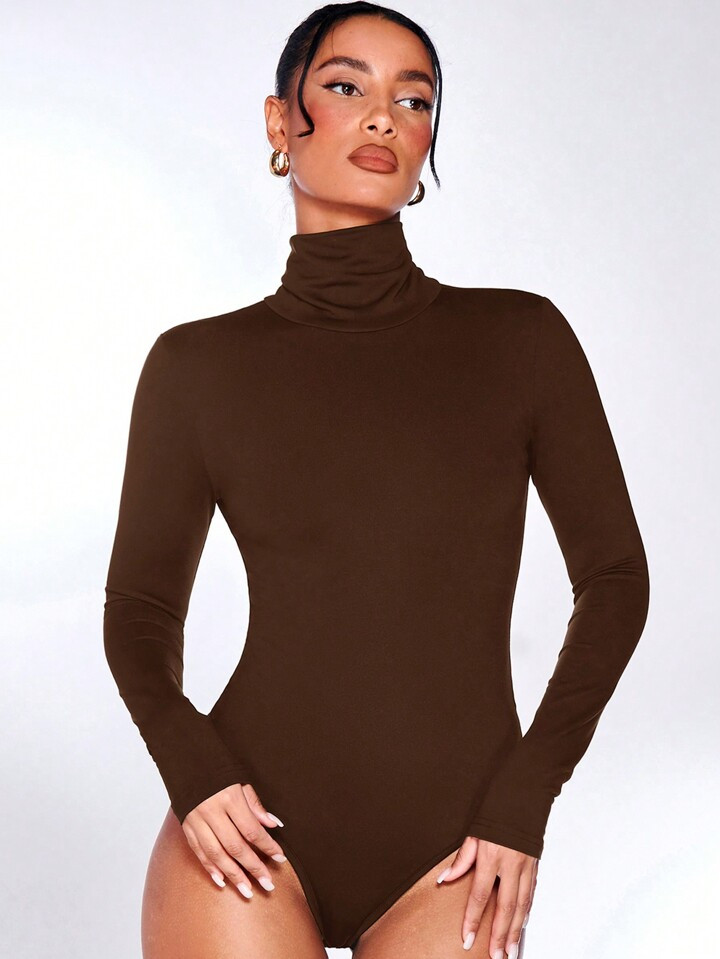 SHEIN BAE Solid High Neck Bodysuit | SHEIN