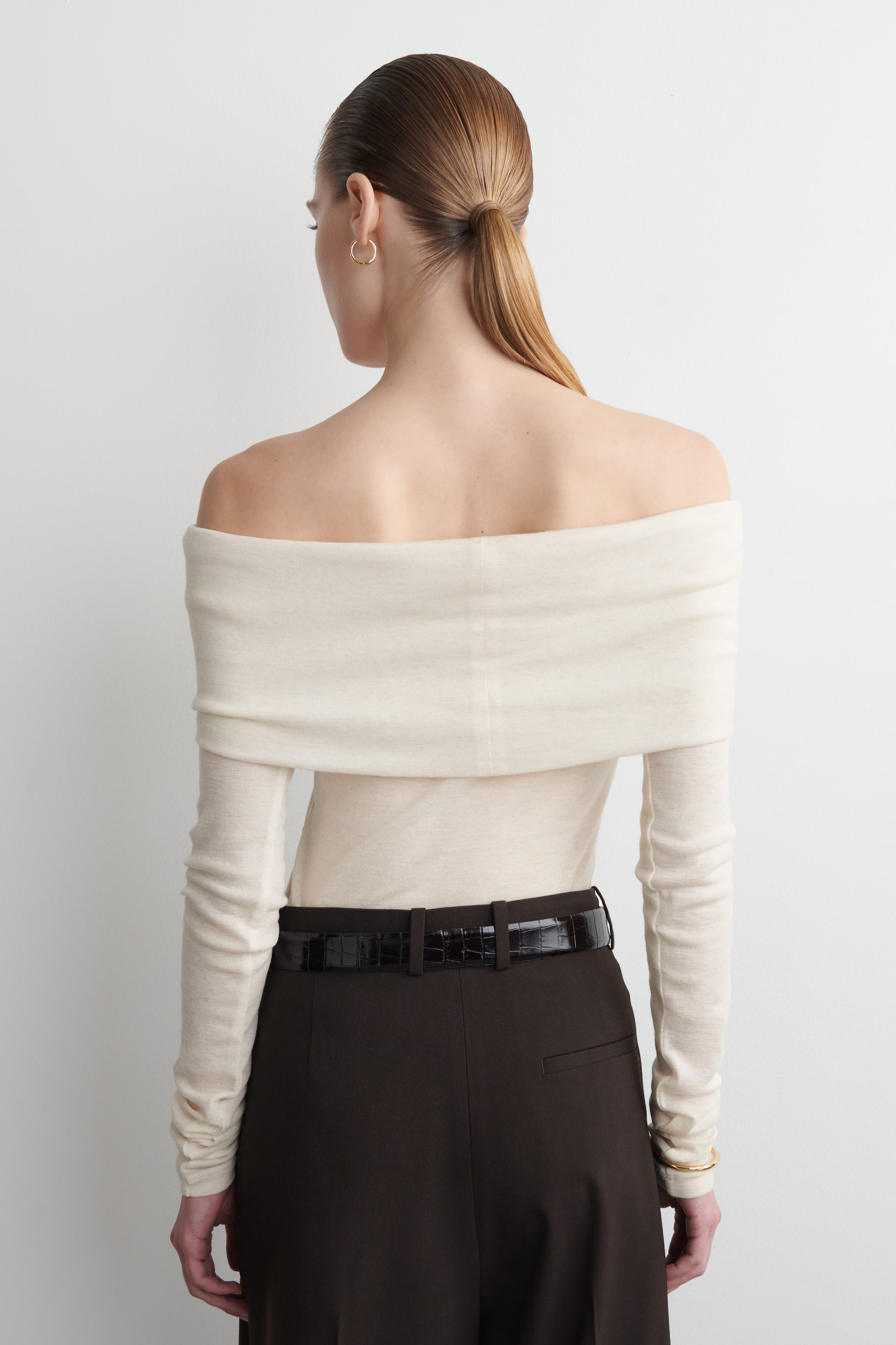 OFF-THE-SHOULDER MERINO WOOL TOP - OFF-WHITE | COS GB | COS UK