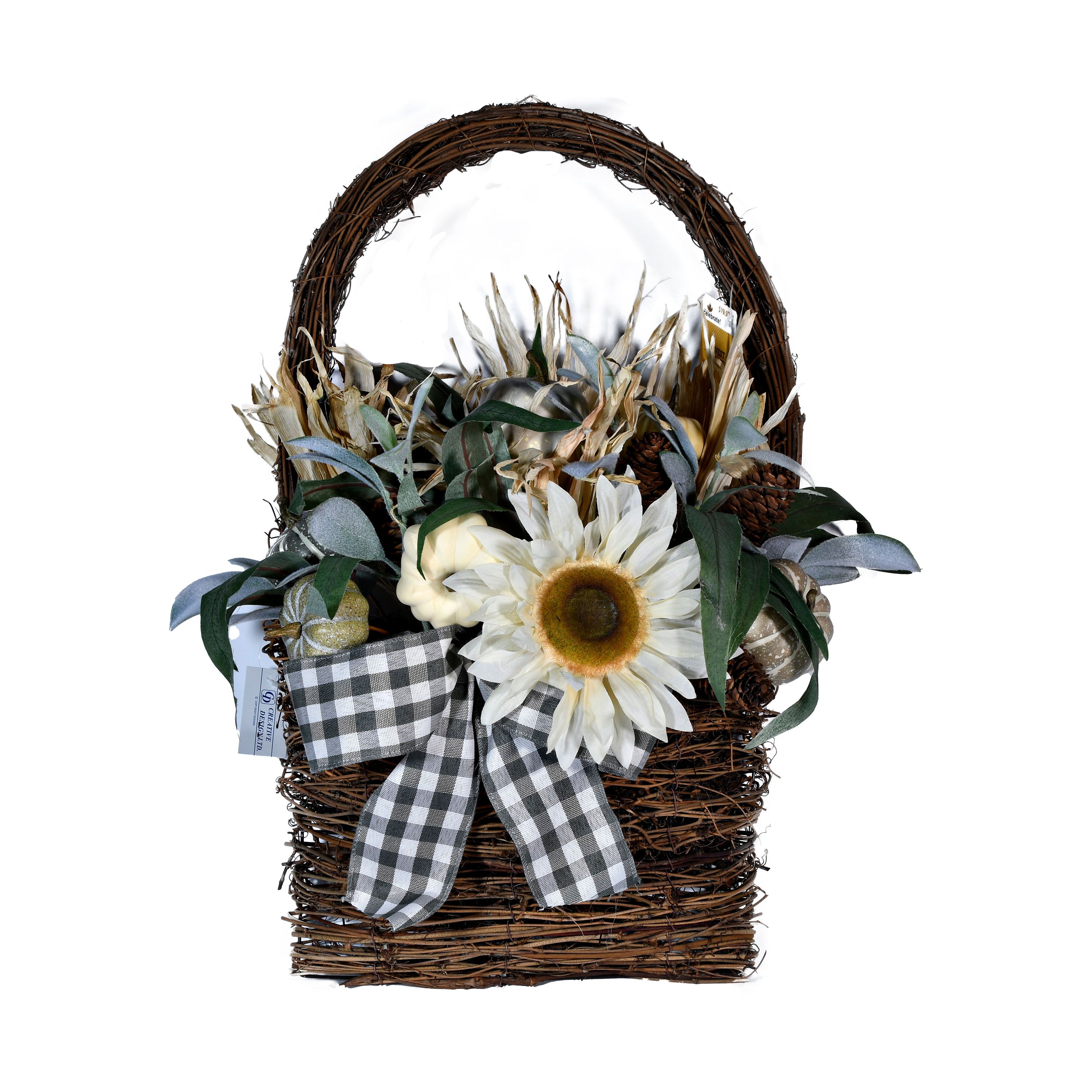 Way To Celebrate Harvest Basket Wreath, Cream Sunflower | Walmart (US)