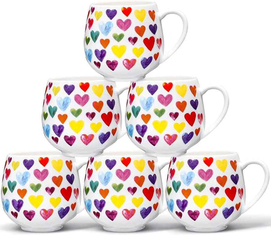 Layhit 6 Pcs Valentine's Day Coffee Mugs 12 oz Valentine Ceramic Mugs Bulk Cute Couple Cups Set f... | Amazon (US)