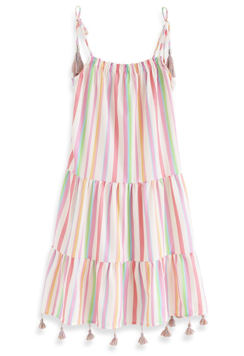 Rainbow Candies Stripes Maxi Dress For Kids | Chicwish