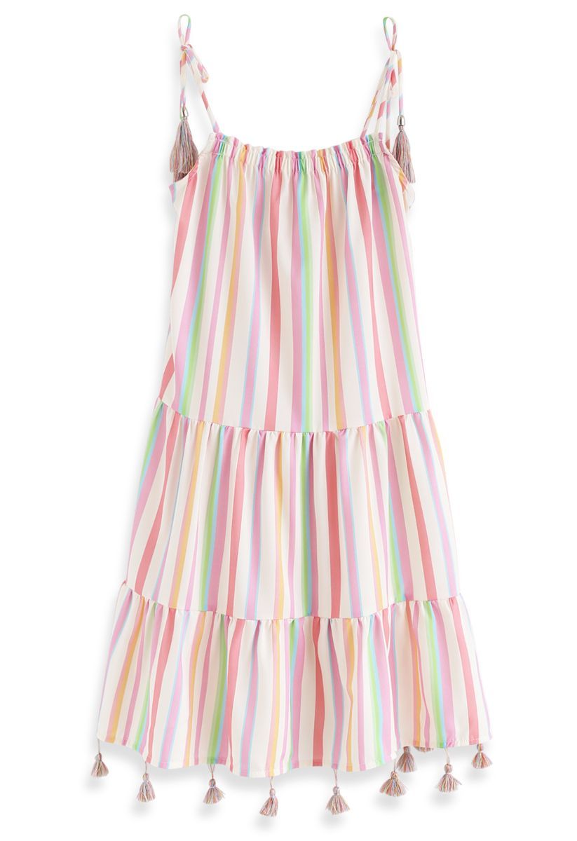 Rainbow Candies Stripes Maxi Dress For Kids | Chicwish